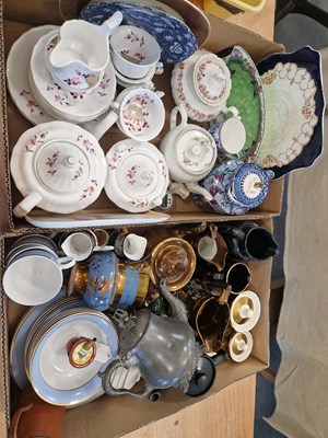 Lot 648 - Two boxes of mixed wares to include ceramics,...