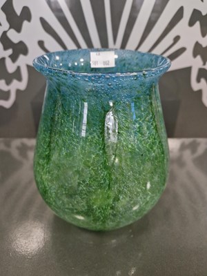 Lot 13 - A Monart glass vase, shape RA, mottled clear,...