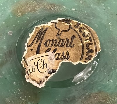 Lot 12 - A Monart glass pin dish, shape Y, mottled...