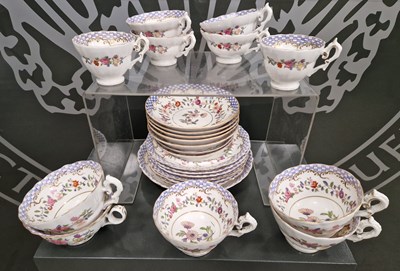 Lot 452 - A Victorian hand-painted part tea set with...