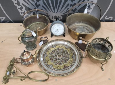 Lot 593 - A group of mixed copper and brass to include...