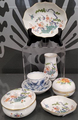 Lot 383 - A group of Meissen hand-painted porcelain...