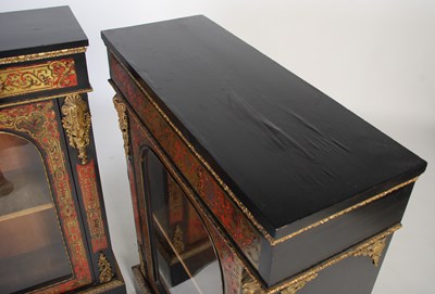 Lot 49 - A pair of 19th century ebonised Boulle pier...