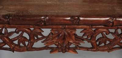 Lot 36 - A Chinese dark wood and marble high-backed...