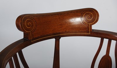 Lot 21 - Two Edwardian mahogany chairs, one a horseshoe...