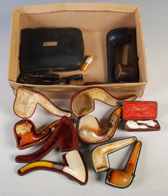 Lot 389 - A box of assorted Meerschaum and other tobacco...