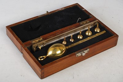 Lot 405 - An antique cased Saccharometer, the box...