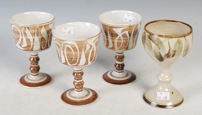 Lot 431 - Three studio pottery goblets by Alan...