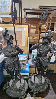 Lot 537 - A near pair of spelter figures in the form of...