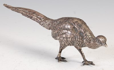 Lot 381Q - A Continental silver model of a cock pheasant,...