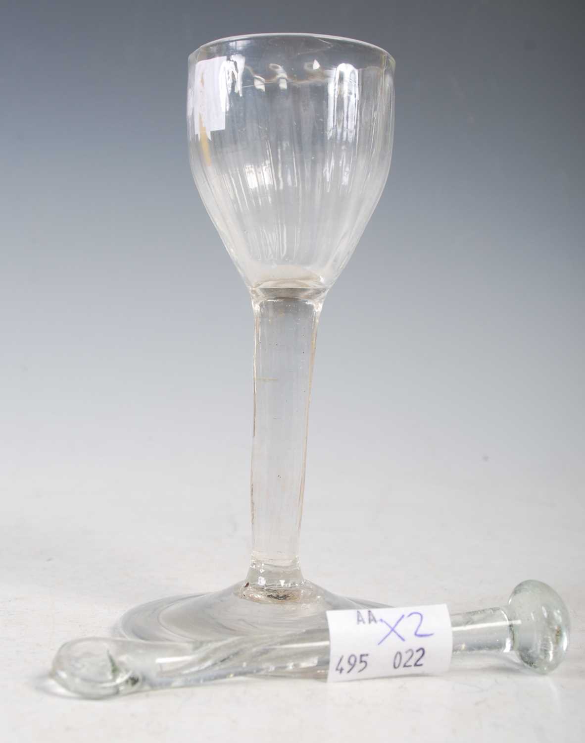 Lot 33 - An 18th century wine glass, the ogee bowl with...