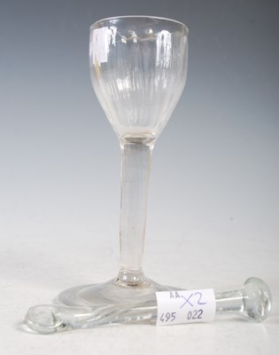 Lot 33 - An 18th century wine glass, the ogee bowl with...