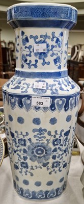 Lot 583 - A 20th century Chinese blue and white vase...