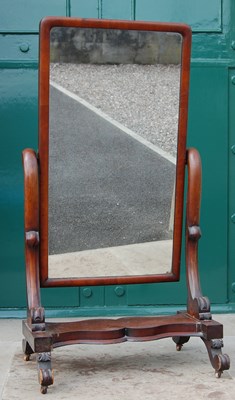 Lot 5B - A Victorian mahogany cheval mirror, the hinged...