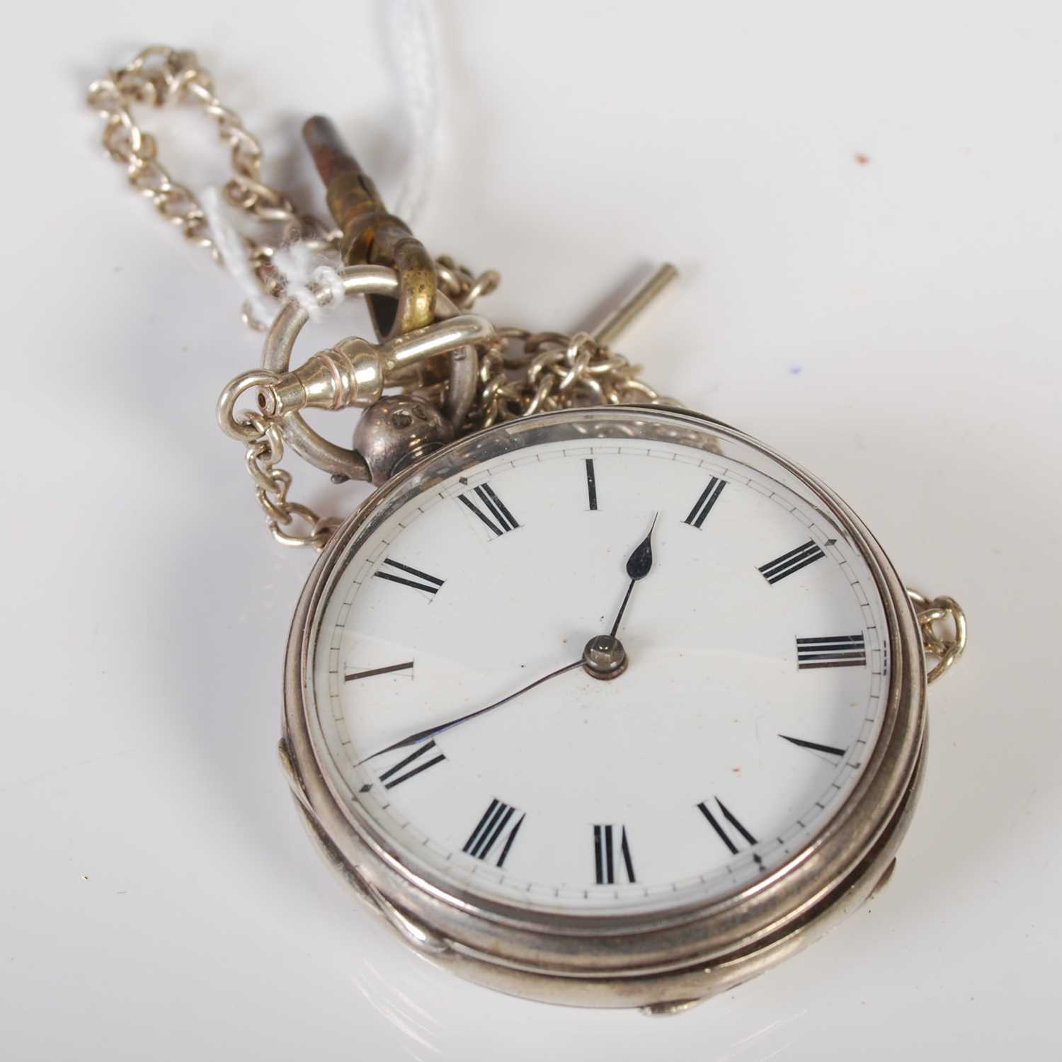 Lot 37 - A London silver cased open faced pocket watch,...