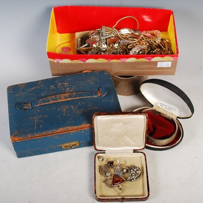 Lot 102 - A box of assorted costume jewellery, necklaces,...