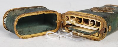 Lot 116 - A George III gilt metal mounted shagreen etui,...