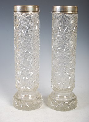 Lot 141 - A pair of London silver mounted cut glass...