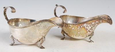 Lot 149 - A pair of Sheffield silver sauce boats, each...