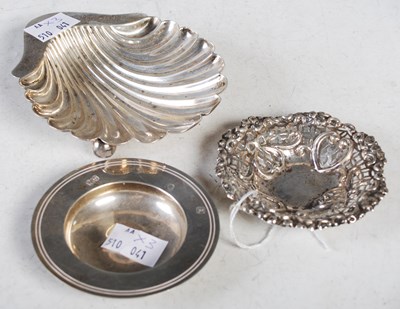 Lot 150 - A London silver shell-shaped dish on three...
