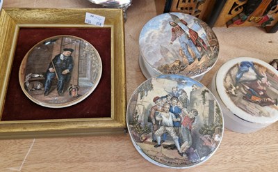 Lot 602 - Two Prattware transfer printed jars and covers,...