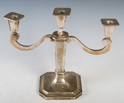 Lot 165 - A Chinese silver three-light candelabra with...