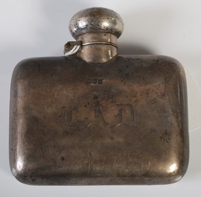 Lot 167 - A Chester silver spirits flask of concave...