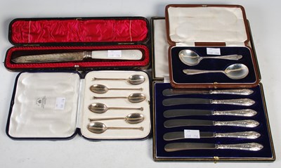 Lot 176 - A mother-of-pearl and Sheffield silver bladed...