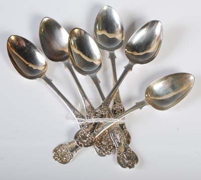 Lot 181 - A matched set of six Glasgow silver teaspoons...