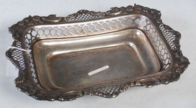Lot 192 - A London silver rectangular basket with...