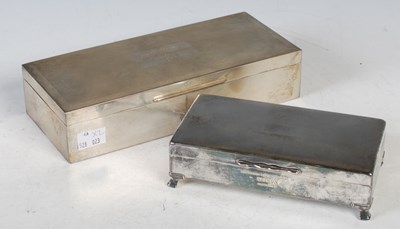 Lot 194A - A Birmingham silver rectangular cigarette box,...