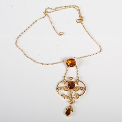 Lot 248 - An Edwardian yellow metal, Citrine and split...