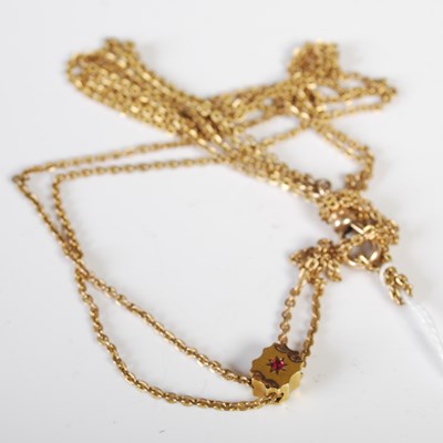 Lot 250 - A late 19th century yellow metal double strand...