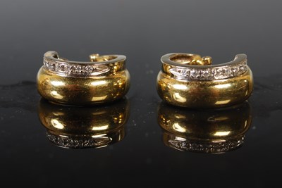 Lot 258 - A pair of 18ct yellow and white gold diamond...