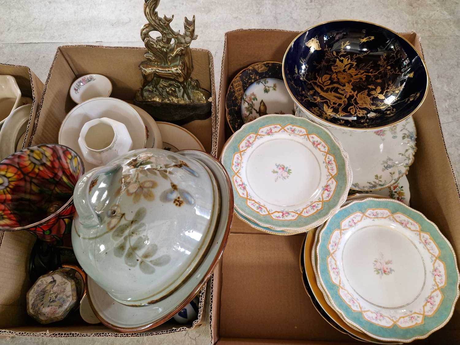 Lot 639 - Two boxes of mainly mixed ceramics to include...
