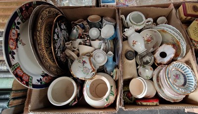 Lot 645 - Two boxes of mixed ceramics to include...