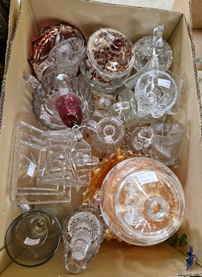 Lot 655 - A box of assorted glassware to include jugs,...