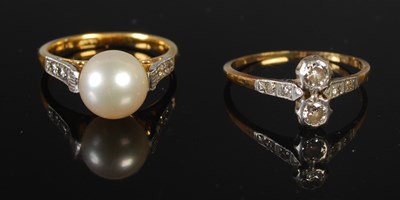 Lot 273 - Two ladies cocktail rings to include a white...