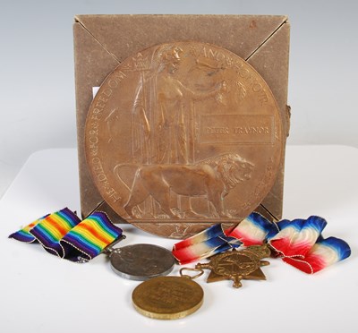 Lot 304 - A Great War group of three medals inscribed to...