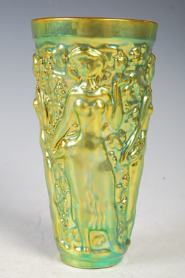 Lot 317 - Zsolnay Pecs, iridescent green glazed vase...