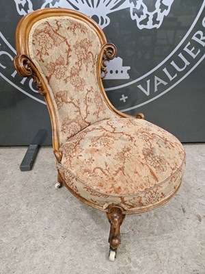 Lot 794 - A Victorian mahogany nursing chair with floral...