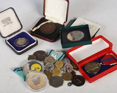 Lot 356 - A collection of assorted coins and medallions...