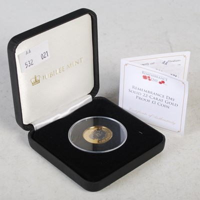 Lot 328 - A Jubilee Mint Remembrance Day solid 22ct gold...