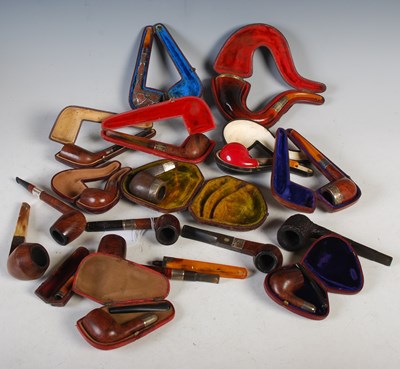 Lot 379 - A collection of assorted silver mounted pipes,...