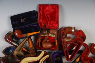 Lot 381 - A collection of silver mounted pipes, various...