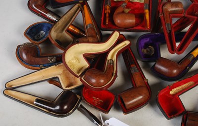 Lot 381 - A collection of silver mounted pipes, various...