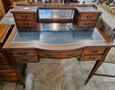 Lot 827 - An Edwardian mahogany and inlaid writing desk,...