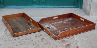 Lot 129E - Two antique mahogany butlers trays, the larger...