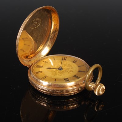 Lot 287A - A yellow metal hunter cased pocketwatch with...