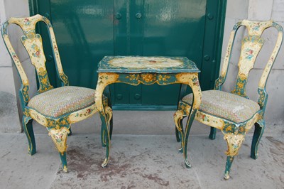 Lot 89E - A pair of painted Queen Anne style side chairs,...